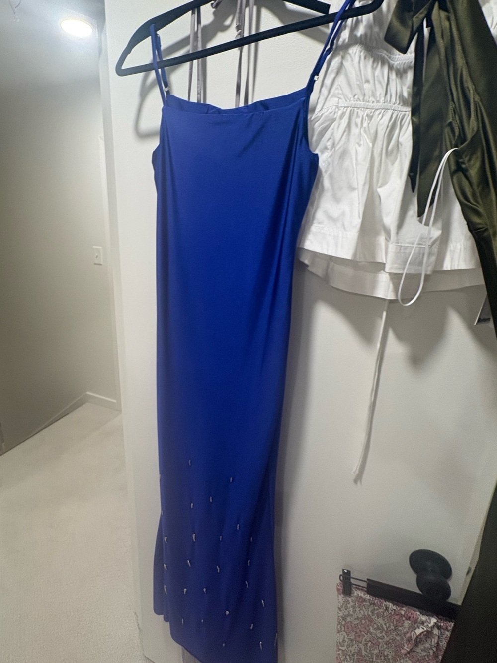 Royal Blue Slip dress  with silver  Embellishments